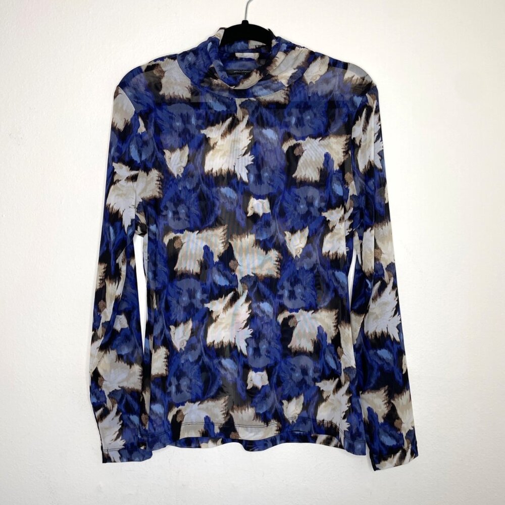 White House‎ Black Market Sheer Floral Long Sleeve Top Womens Size L